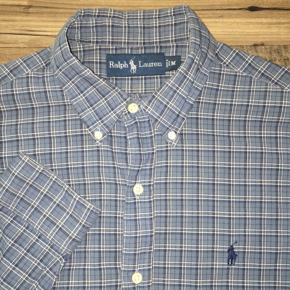 Blue check plaid Pony Madras India cotton ls shirt